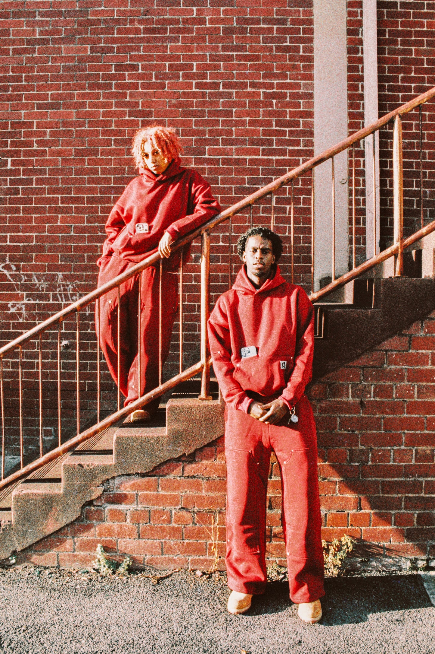 Wine Red Double Knee Carpenter Pants