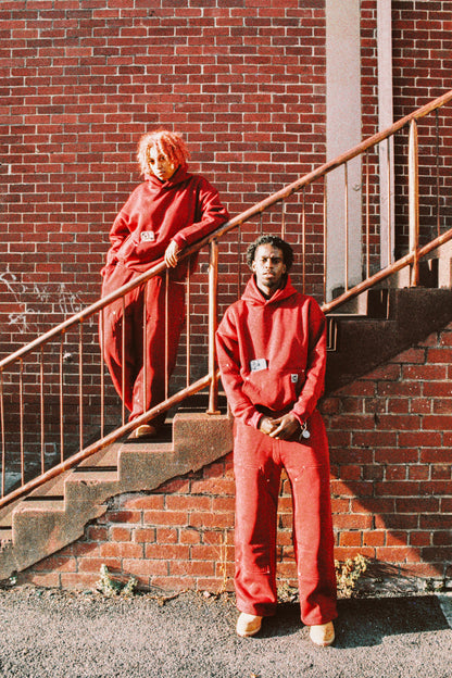 Wine Red Double Knee Carpenter Pants