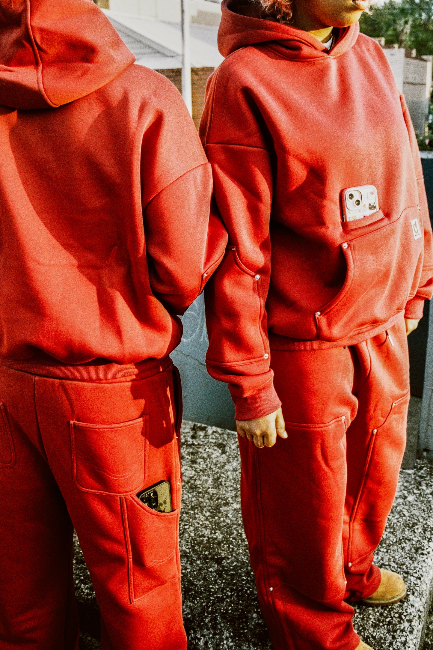 Wine Red Double Knee Carpenter Pants