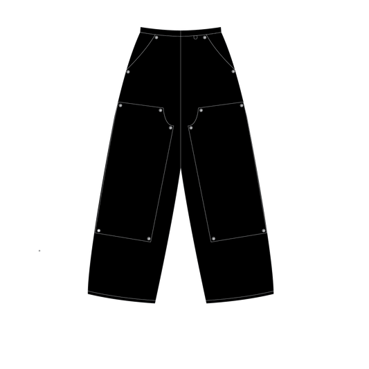 Black Double Knee Carpenter Pants - Cloude X