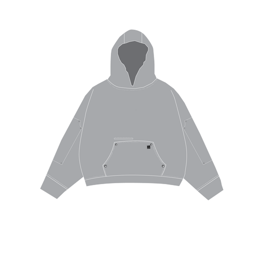 Grey Double Elbow Carpenter Hoodie - Cloude X