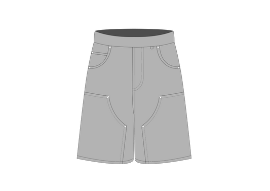Grey Double Knee Carpenter Shorts - Cloude X