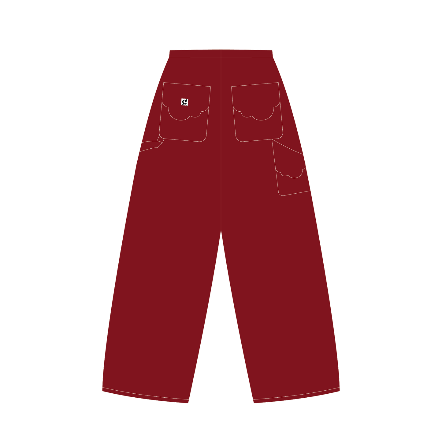 Wine Red Double Knee Carpenter Pants
